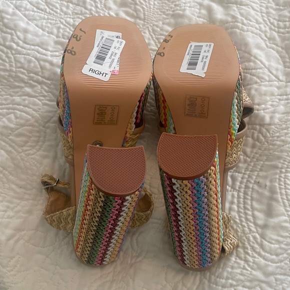 New Azalea Wang Flavia Multi Raffia Platform Sandal Heels size 8.5 - Picture 12 of 15